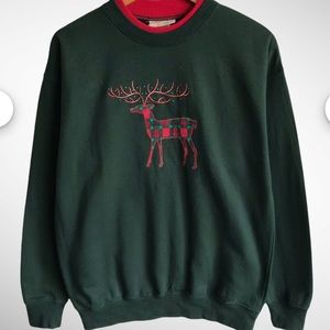M&C Sportswear Green Reindeer Sweatshirt